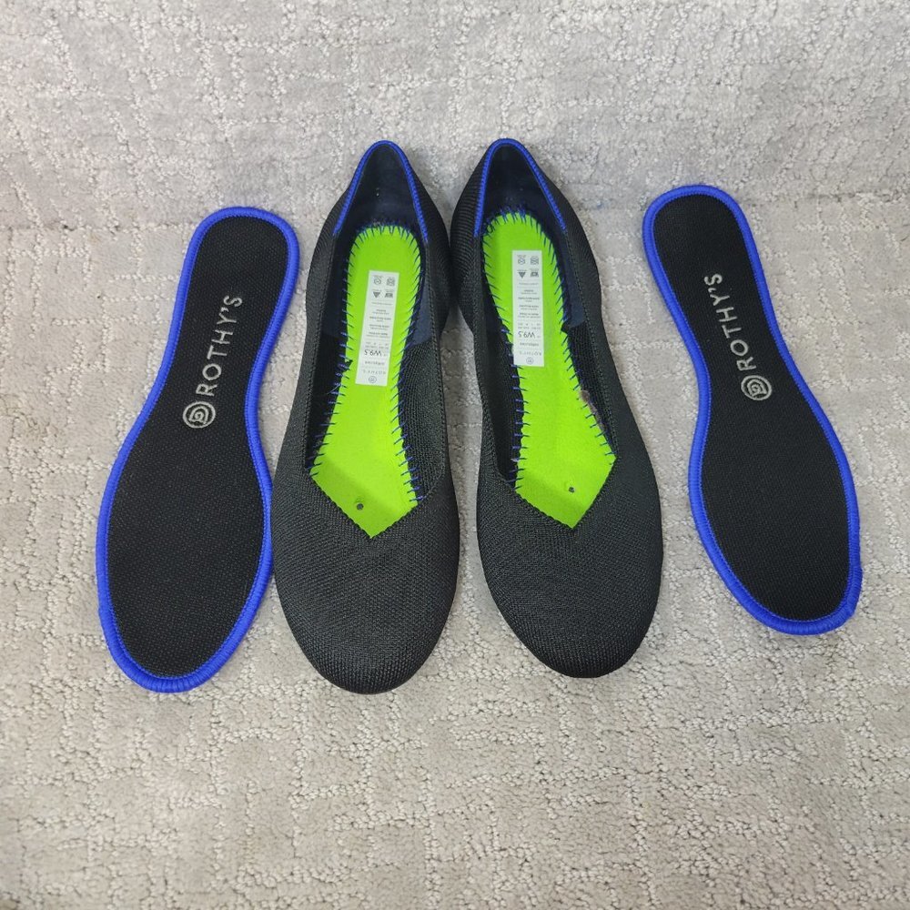 Rothy's The Flat Black Solid Slip On Ballet Shoes Women's Size US 8.5, 9.5, 10 - Picture 7 of 11